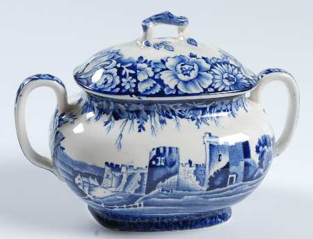 Castles Blue Sugar Bowl & Lid