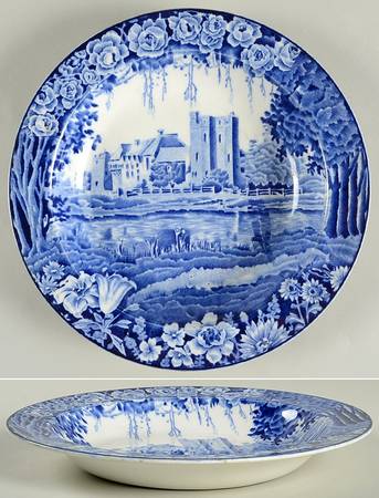 Castles Blue Large Rim Soup Bowl