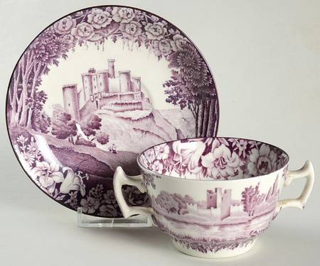 Castles Purple Flat Bouillon Cup & Saucer