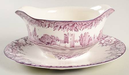 Castles Purple Gravy Boat with Attached Underplate