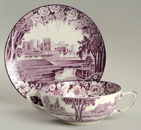 Castles Purple Flat Cream Soup Bowl & Saucer Set