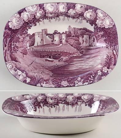 Castles Purple 9" Oval Vegetable Bowl