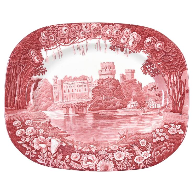 Castles Red 16" Oval Serving Platter