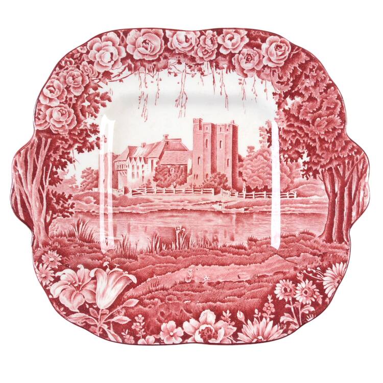 Castles Red Handled Cake Plate