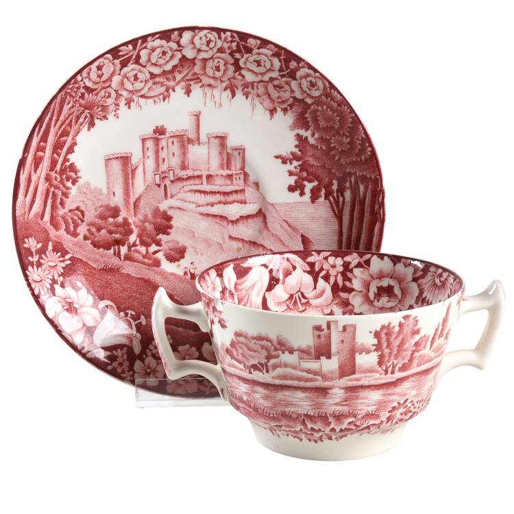 Castles Red Bouillon Cup & Saucer