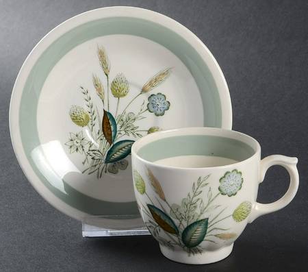 Clovelly (Green Shaded Clover) Flat Demitasse Cup & Saucer Set