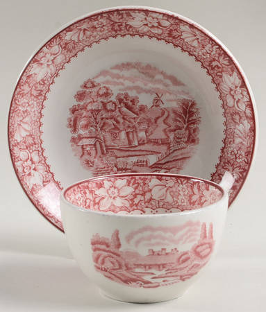 Colonial Pink (Heavy Weight) Flat Bouillon Cup & Saucer