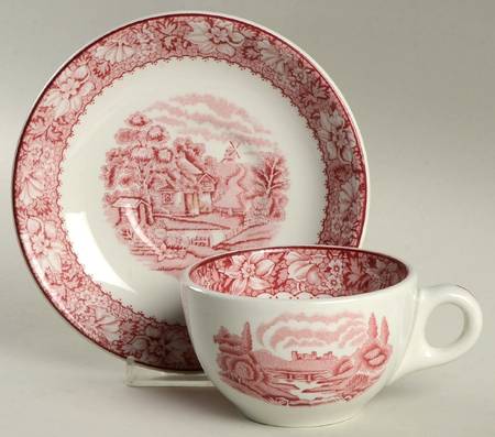 Colonial Pink (Heavy Weight) Flat Cup & Saucer Set