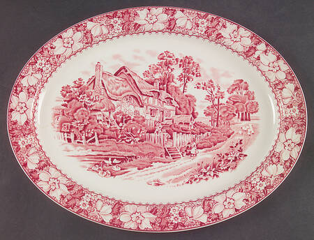 Colonial Pink (Light Weight) 14" Oval Serving Platter
