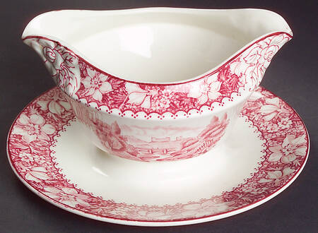Colonial Pink (Light Weight) Gravy Boat with Attached Underplate