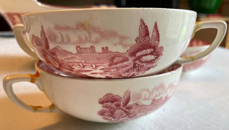 Colonial Pink (Light Weight) Flat Cream Soup Bowl