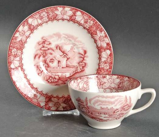 Colonial Pink (Light Weight) Flat Cup & Saucer Set
