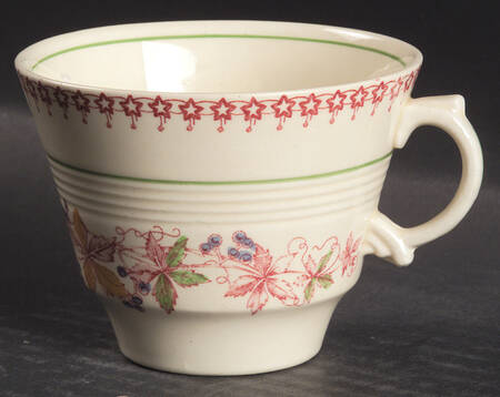 Doris (Red Border, Ridged Rim) Flat Cup