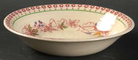 Doris (Red Border, Ridged Rim) Fruit/Dessert (Sauce) Bowl