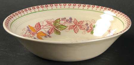 Doris (Red Border, Ridged Rim) Coupe Cereal Bowl