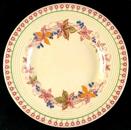 Doris (Red Border, Ridged Rim) Bread & Butter Plate