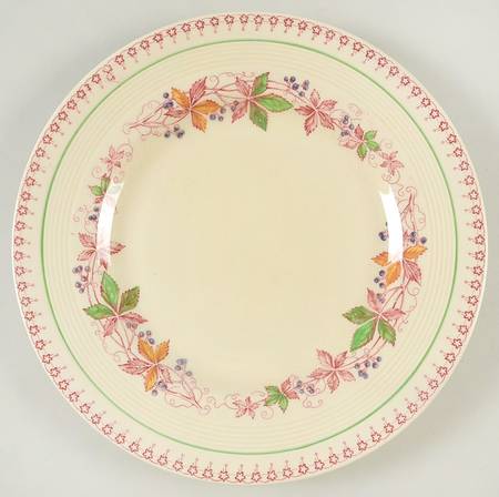 Doris (Red Border, Ridged Rim) Luncheon Plate