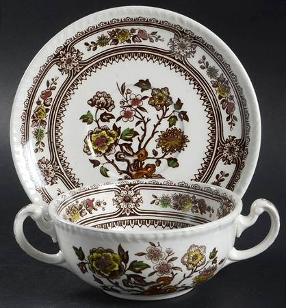 Dorset Brown Multicolor (Smooth) Flat Cream Soup Bowl & Saucer Set