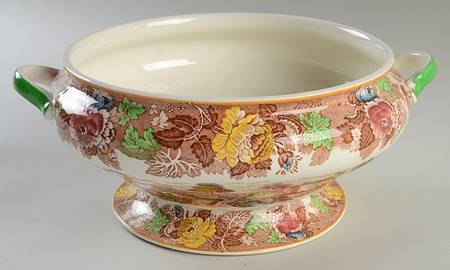English Scenery Light Brown Multicolor Tureen No Lid