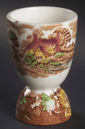 English Scenery Light Brown Multicolor Double Egg Cup