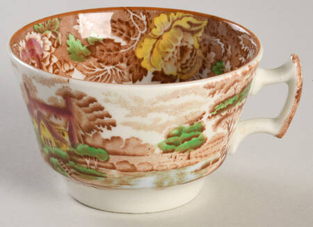 English Scenery Light Brown Multicolor Flat Cup
