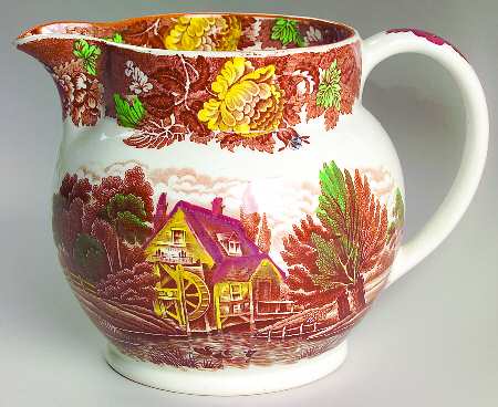 English Scenery Light Brown Multicolor 48 Oz Pitcher
