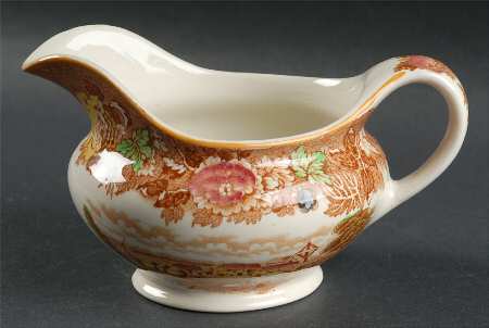 English Scenery Light Brown Multicolor Gravy Boat