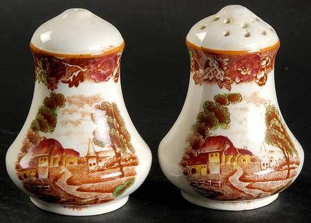 English Scenery Light Brown Multicolor Salt & Pepper Set