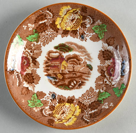 English Scenery Dark Brown Multicolor Saucer