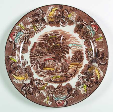 English Scenery Dark Brown Multicolor Snack Plate