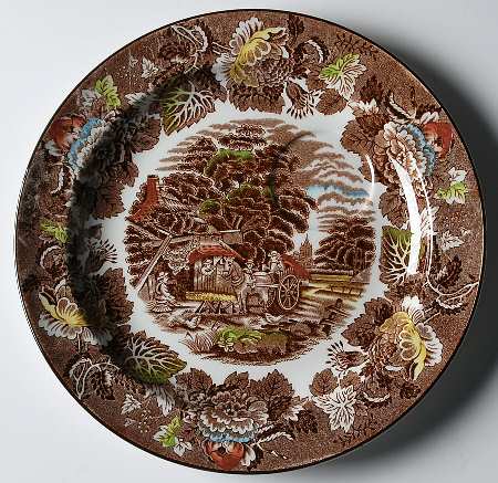 English Scenery Dark Brown Multicolor Snack Plate