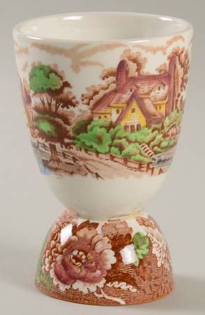 English Scenery Dark Brown Multicolor Double Egg Cup