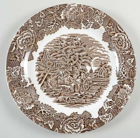 English Scenery Dark Brown Luncheon Plate