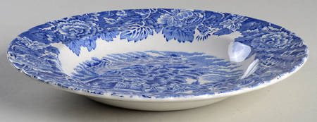 English Scenery Blue (Urn Backstamp, Swirl) Rim Soup Bowl