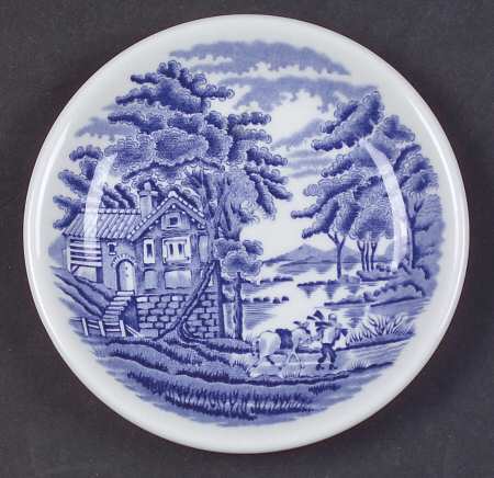 English Scenery Blue (Urn Backstamp, Swirl) Coaster
