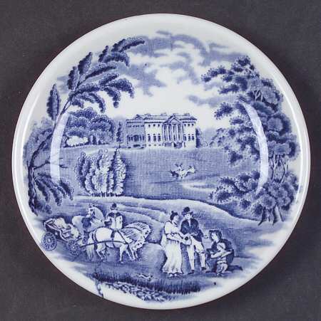 English Scenery Blue (Urn Backstamp, Swirl) Coaster
