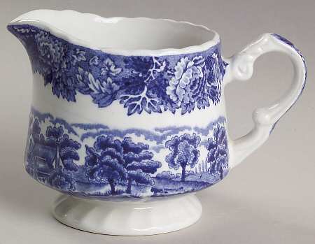 English Scenery Blue (Urn Backstamp, Swirl) Creamer