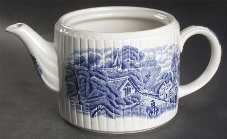 English Scenery Blue (Urn Backstamp, Swirl) Teapot No Lid