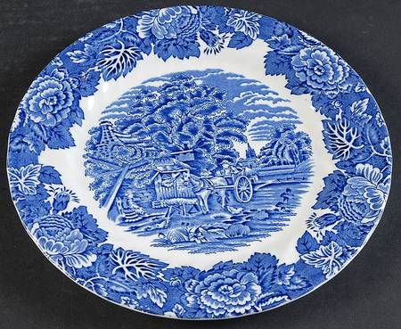 English Scenery Blue (Continental Shape) Luncheon Plate