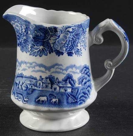 English Scenery Blue (Urn Backstamp, Swirl) Creamer