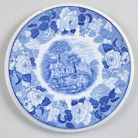 English Scenery Blue (Old Backstamp, Smooth) Tea Tile