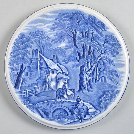 English Scenery Blue (Old Backstamp, Smooth) Tea Tile