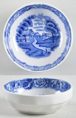English Scenery Blue (Old Backstamp, Smooth) Individual Salt Dip