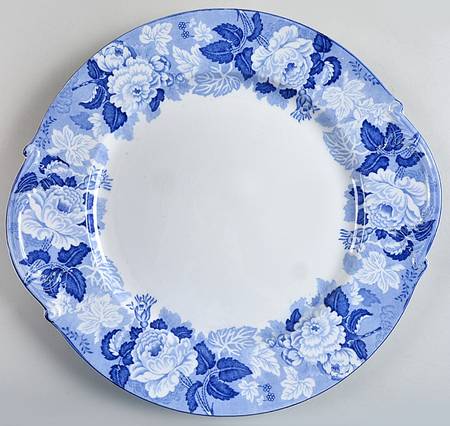 English Scenery Blue (Old Backstamp, Smooth) 13" Handled Chop Plate (Round Platter)