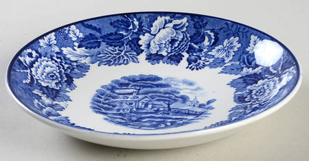 English Scenery Blue (Old Backstamp, Smooth) Saucer for Oversized Cup