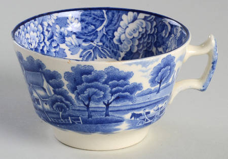 English Scenery Blue (Old Backstamp, Smooth) Flat Cup
