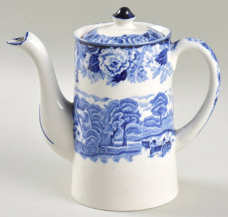 English Scenery Blue (Old Backstamp, Smooth) Mini Coffee Pot & Lid