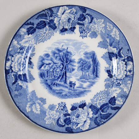 English Scenery Blue (Old Backstamp, Smooth) Bread & Butter Plate