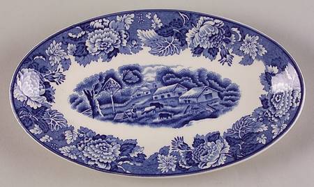English Scenery Blue (Old Backstamp, Smooth) Relish