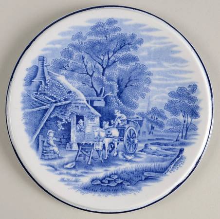 English Scenery Blue (Old Backstamp, Smooth) Trivet
